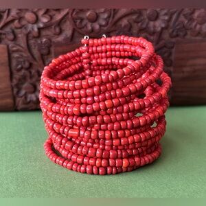 Red Beaded Cuff